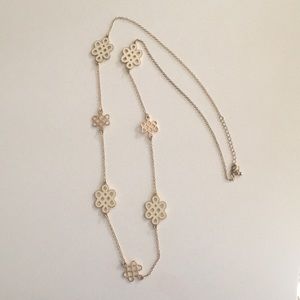 Long gold and white necklace, never worn